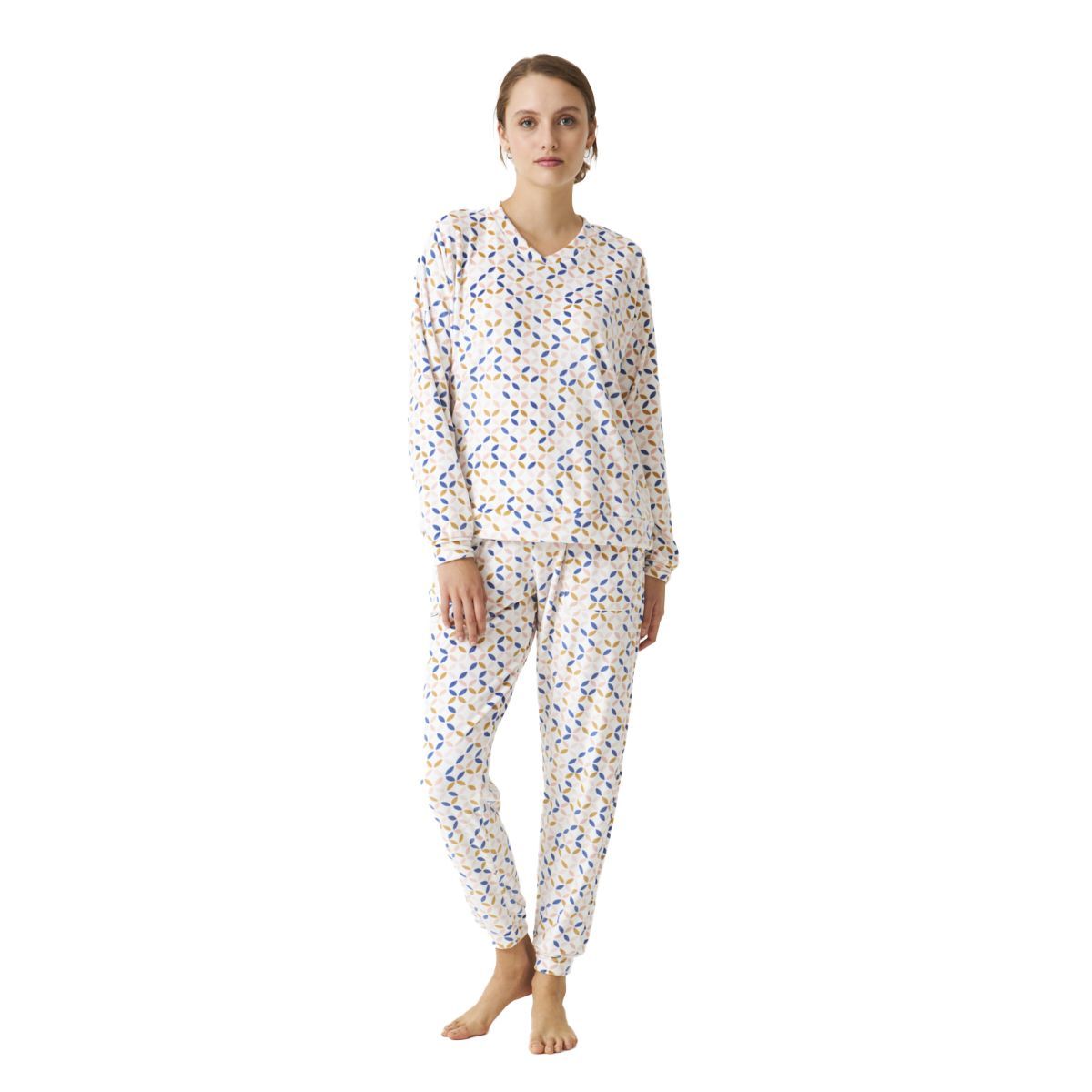 Pyjama-Set mit geometrischem Blütenmuster