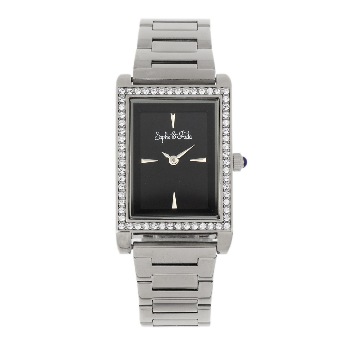 Elegante rechteckige Uhr mit Kristallbesatz