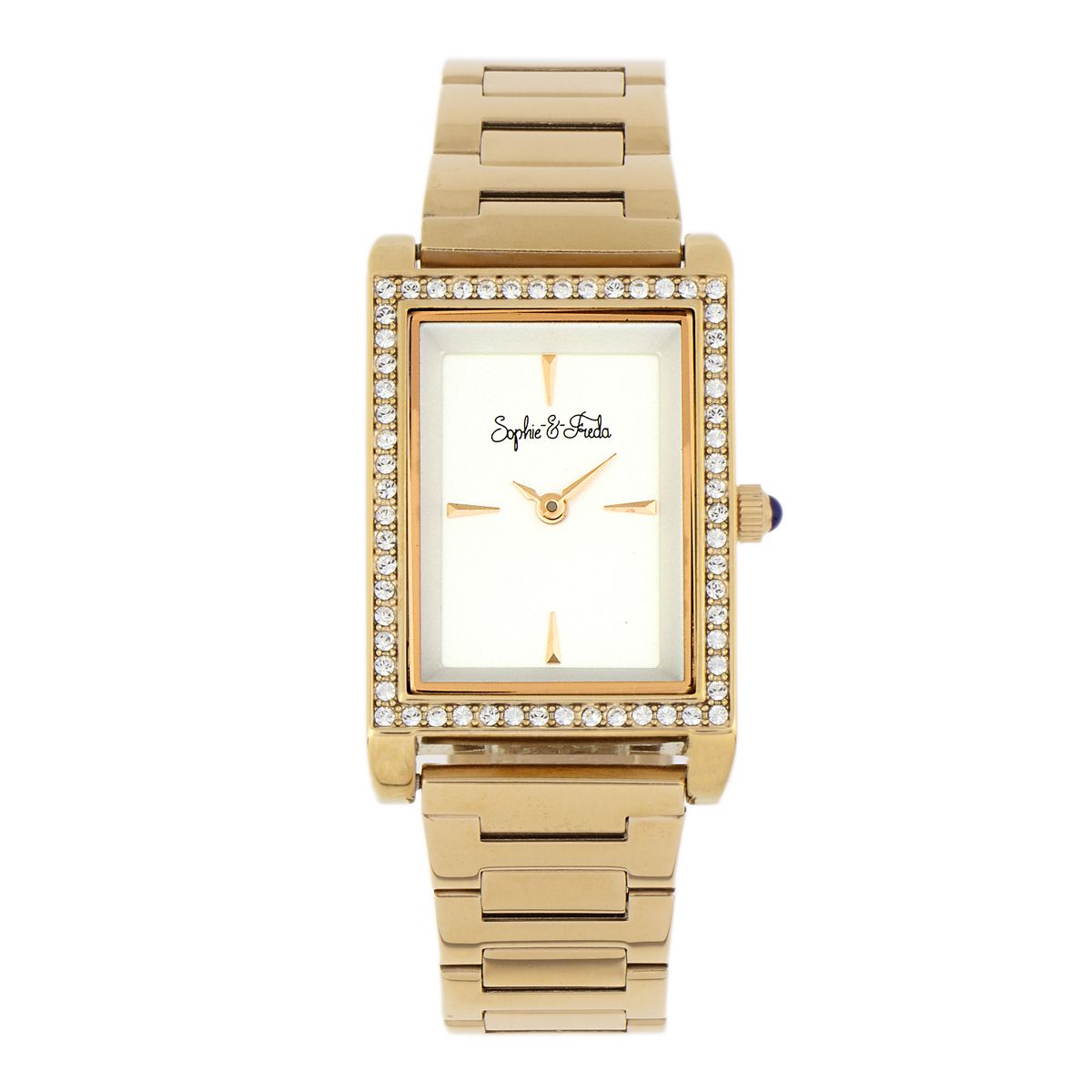 Elegante rechteckige Uhr mit Kristallbesatz