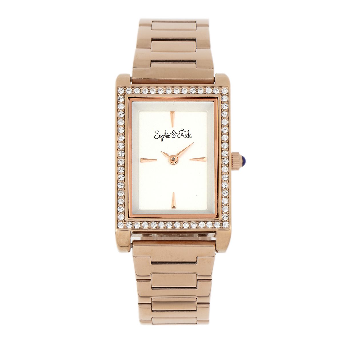 Elegante rechteckige Uhr mit Kristallbesatz