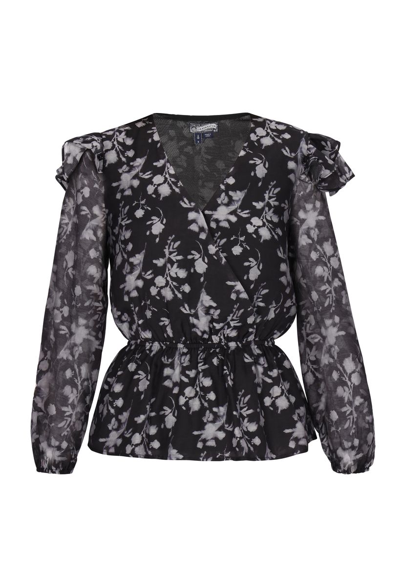 Bestickte Button-Down-Bluse mit Lochstickerei