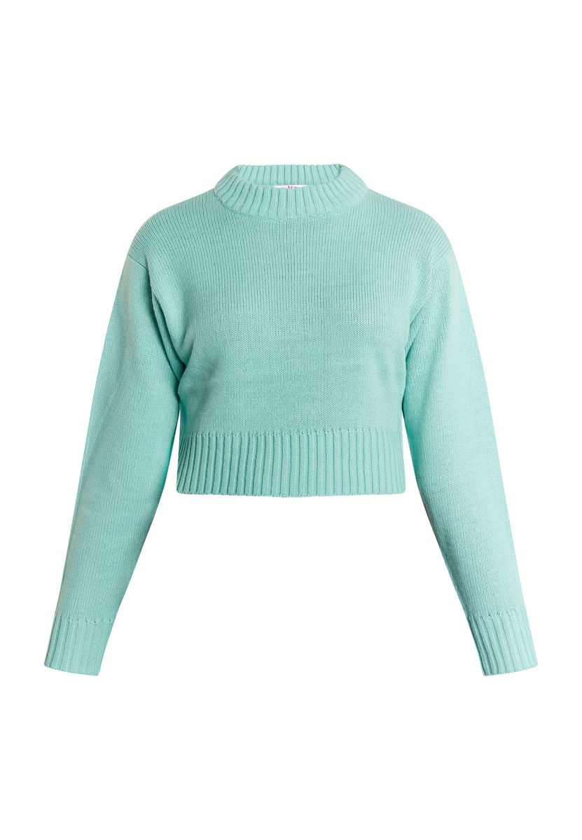 Kurz geschnittener Stehkragen-Strickpullover