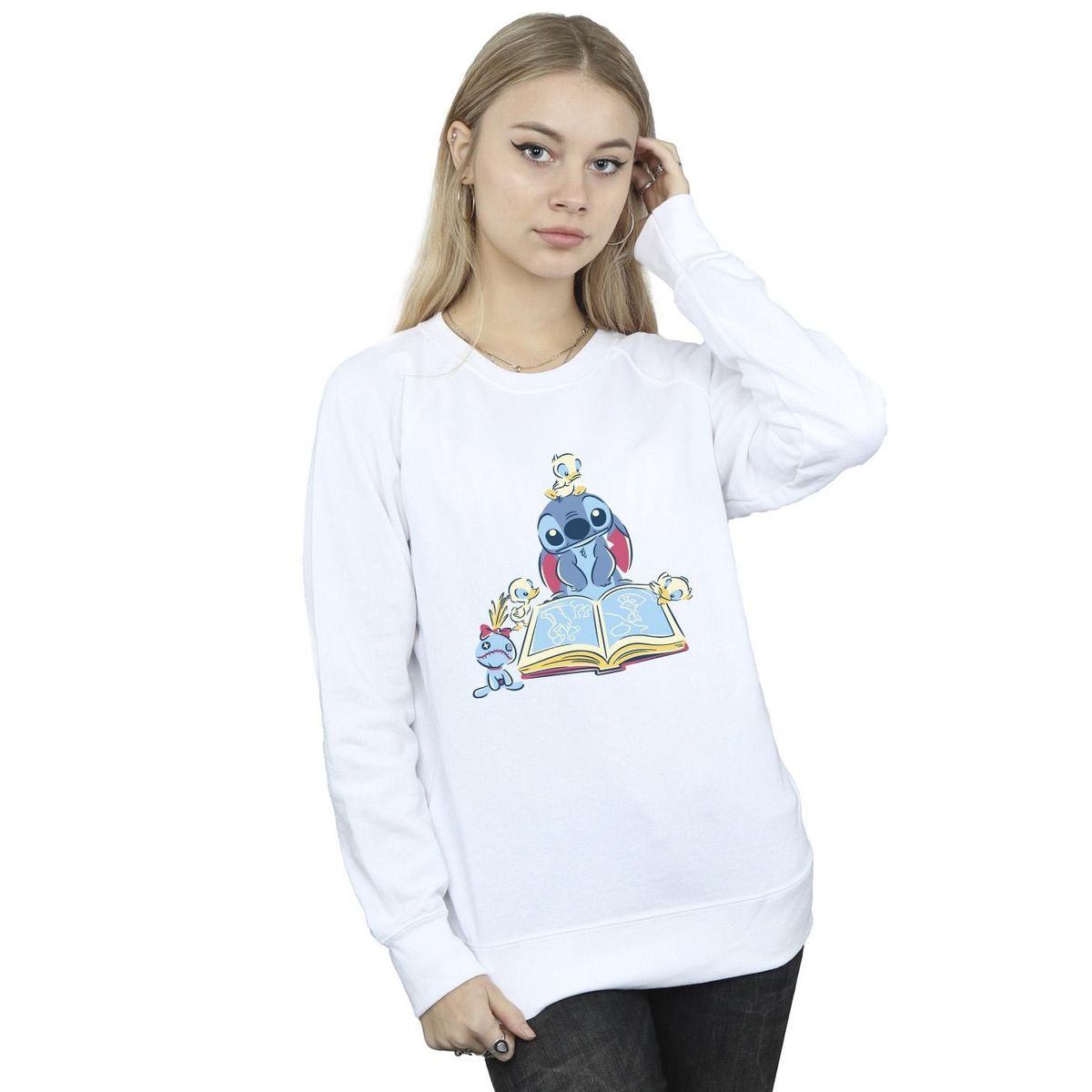 Stitch liest Buch Grafik-Sweatshirt
