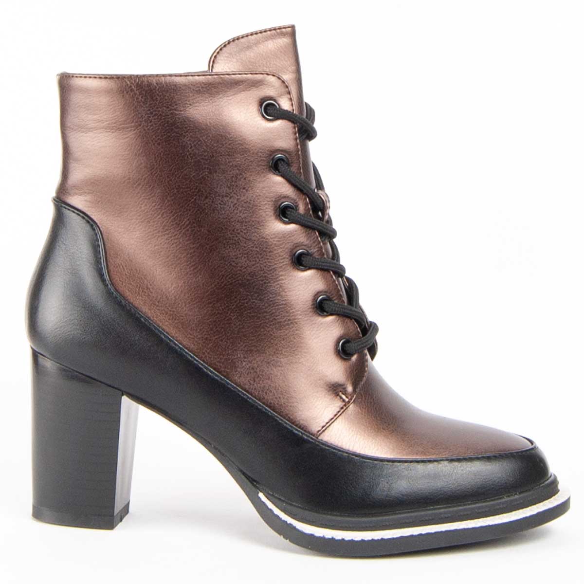 Metallic-Schnürstiefeletten mit Absatz