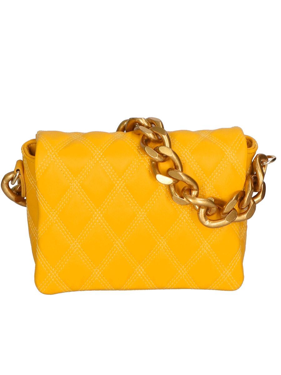 Gesteppte Lederhandtasche mit Kette