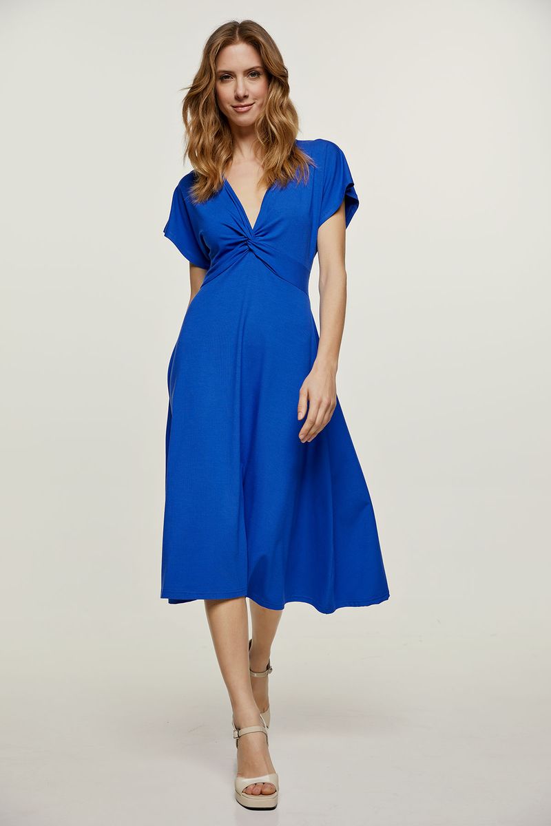 Jersey-Midikleid mit Knotendetail