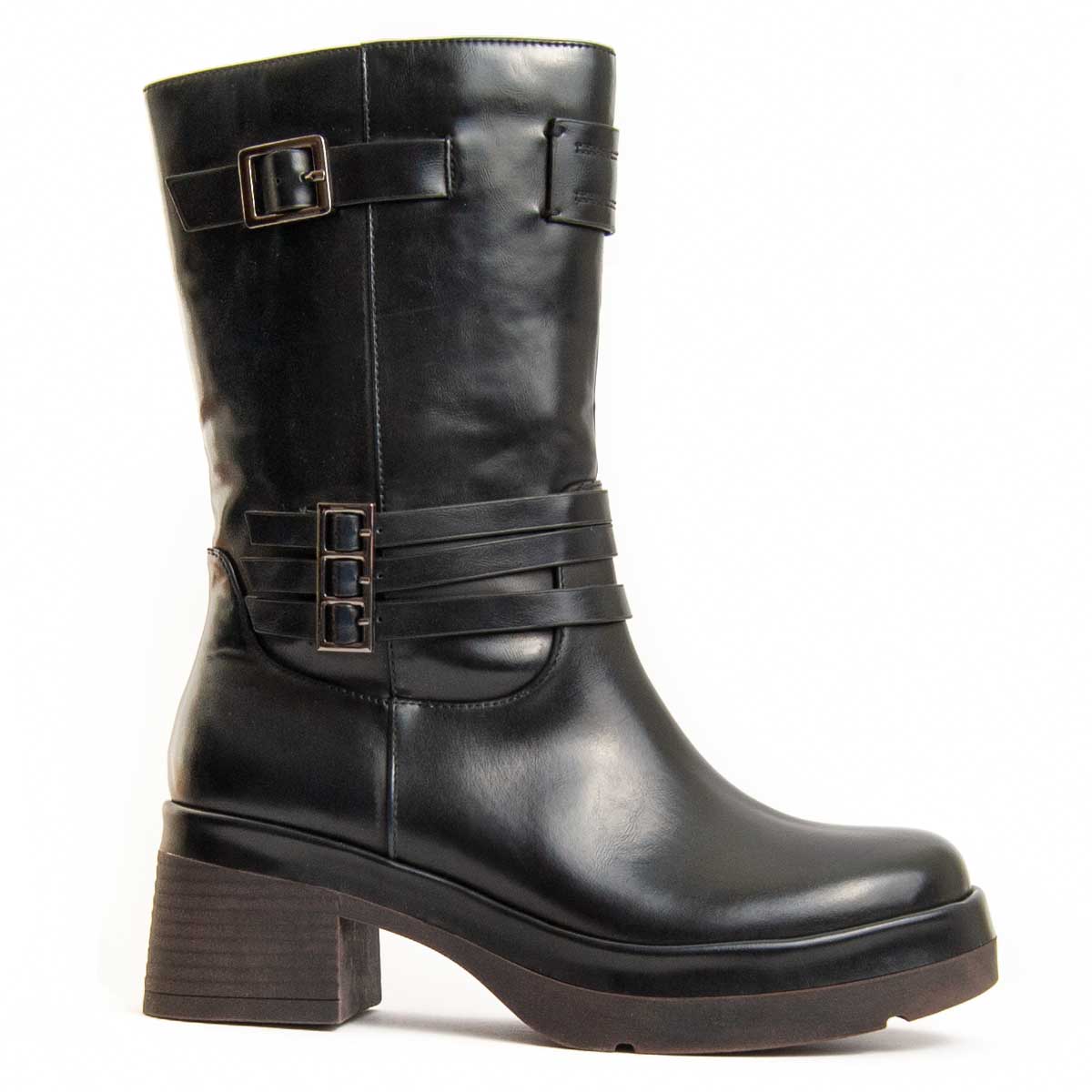 Lederstiefeletten mit Schnallendetails