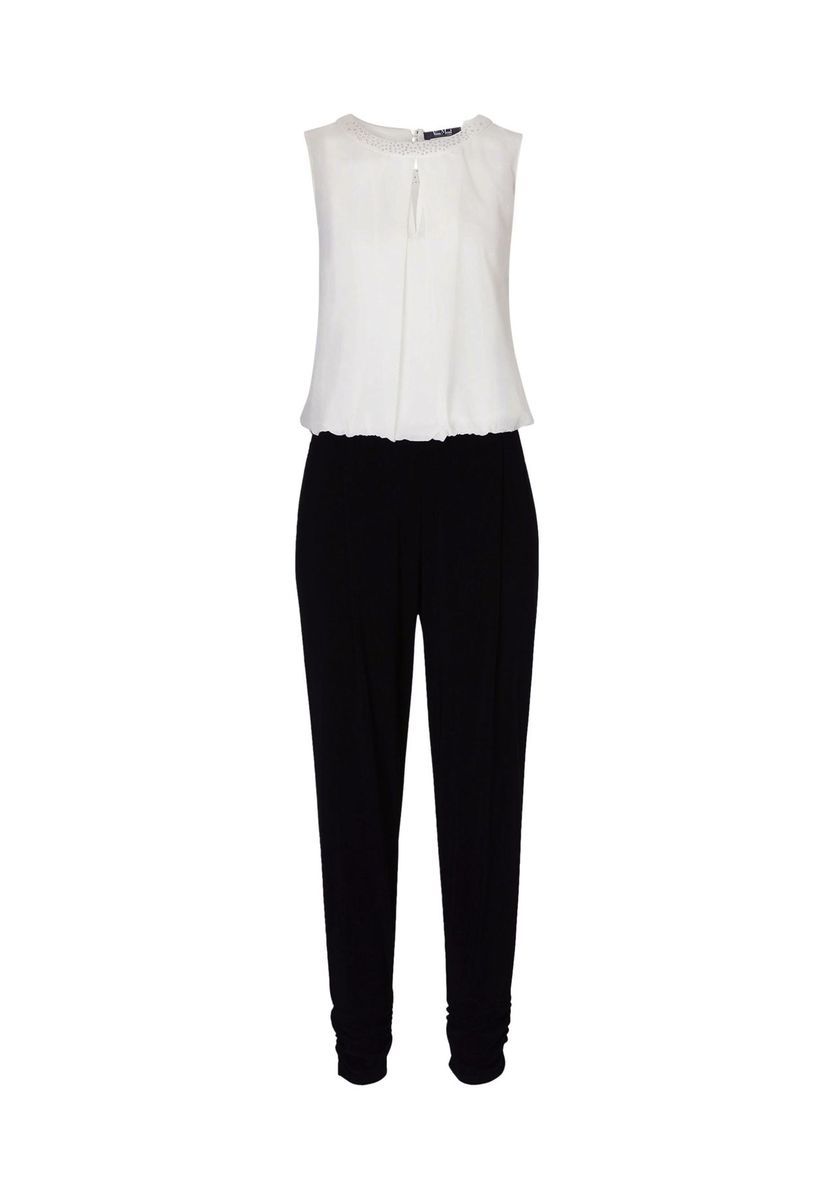 Ärmelloser Jumpsuit mit Perlen-Ausschnitt