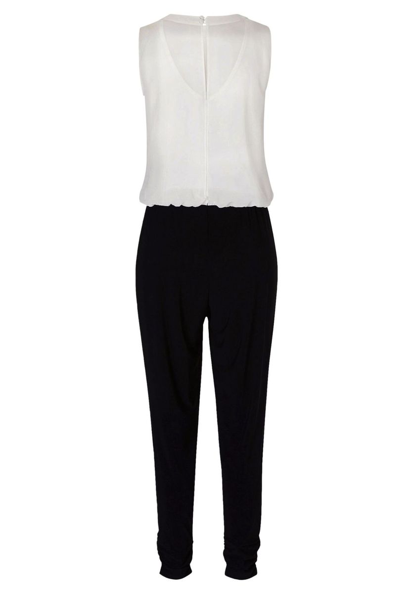 Ärmelloser Jumpsuit mit Perlen-Ausschnitt
