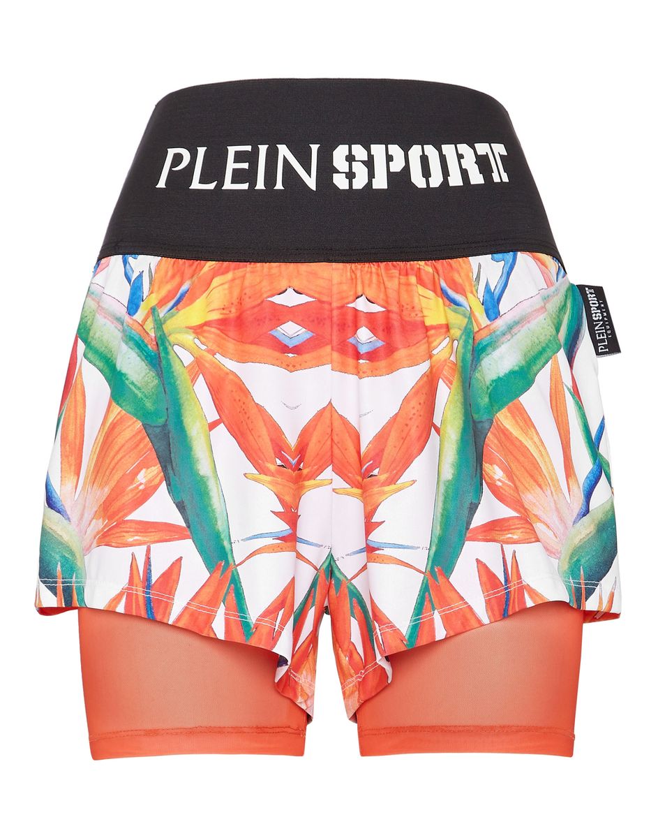 2-in-1 Trainingsshorts mit Tropenmuster