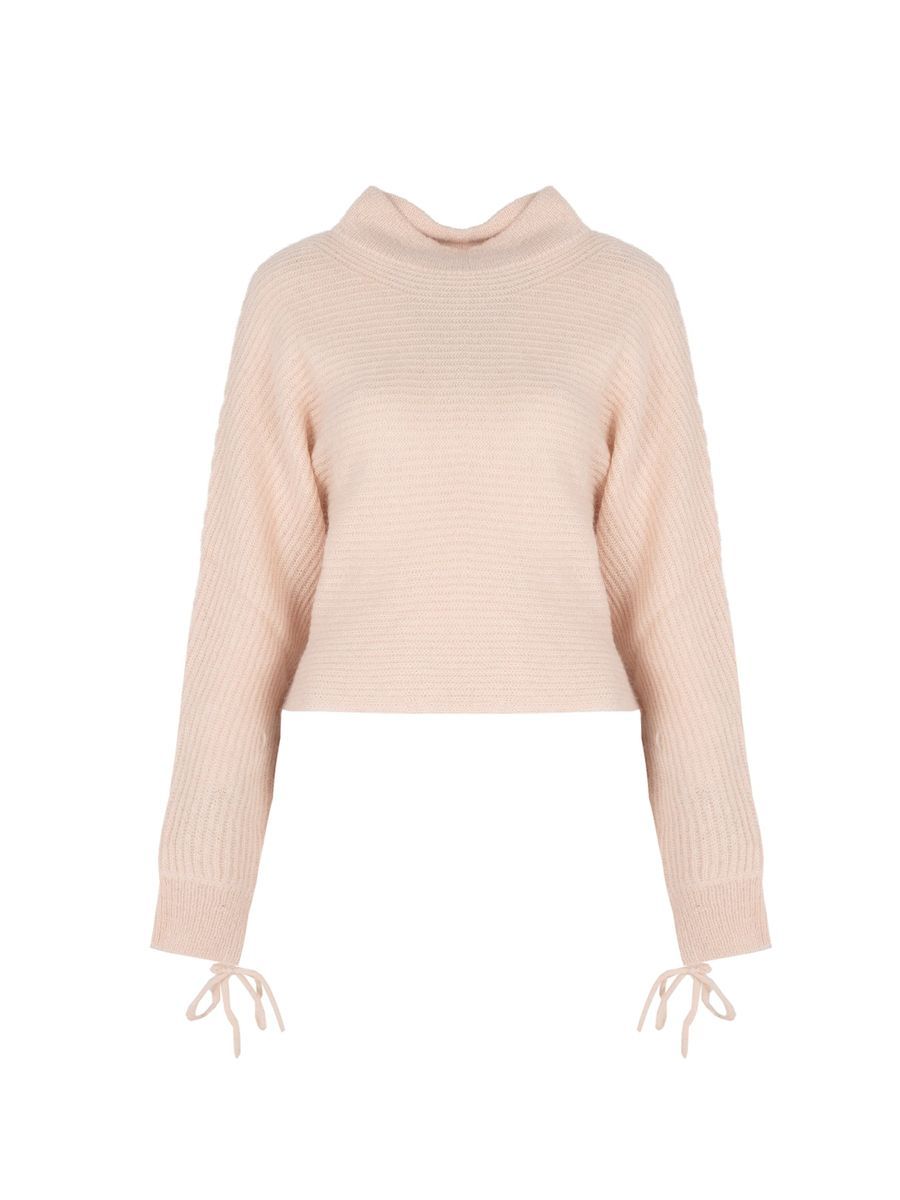 Gerippter Kurzpullover mit Stehkragen