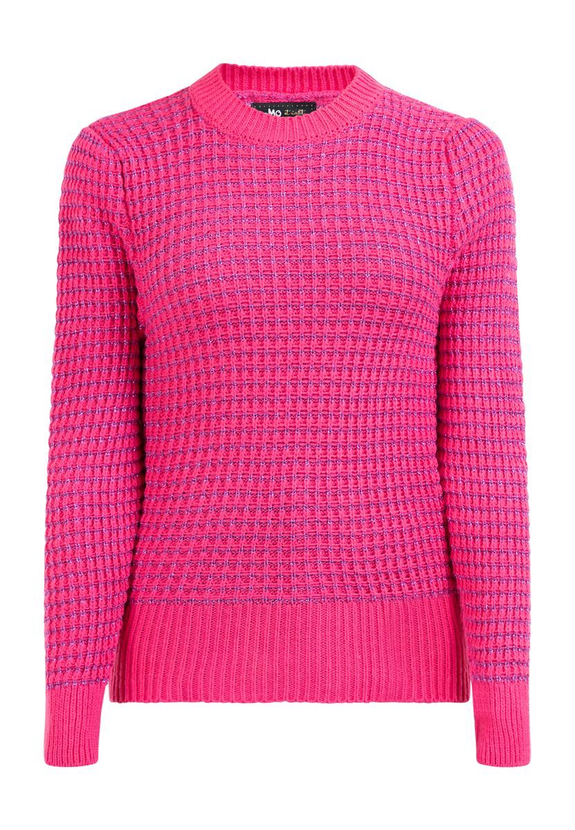 Schimmernder Waffelstrick-Pullover