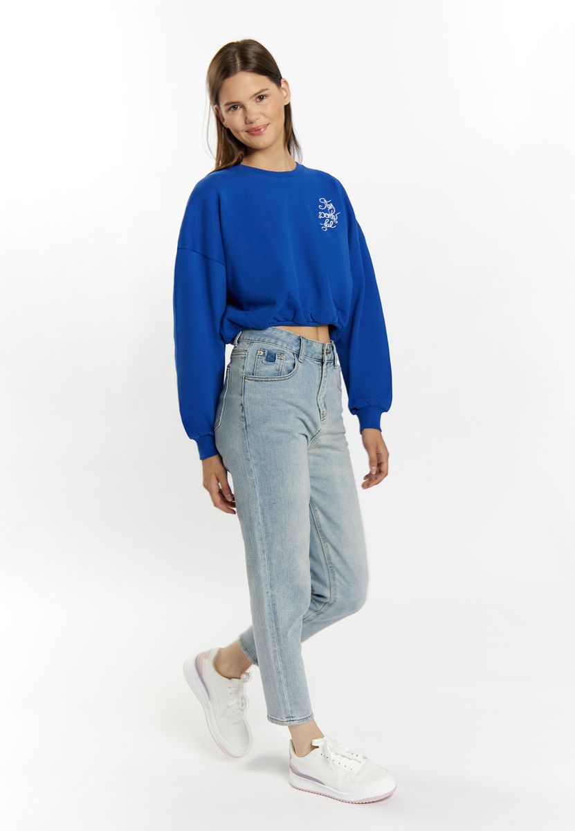 Kurzes Sweatshirt mit Schrift-Stickerei