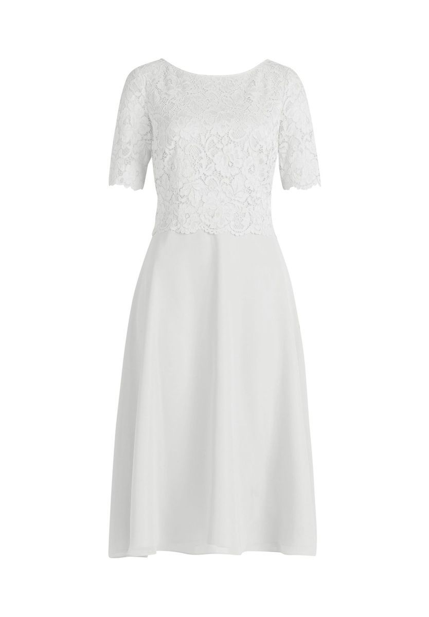 Ausgestelltes Midikleid mit Spitzenoberteil