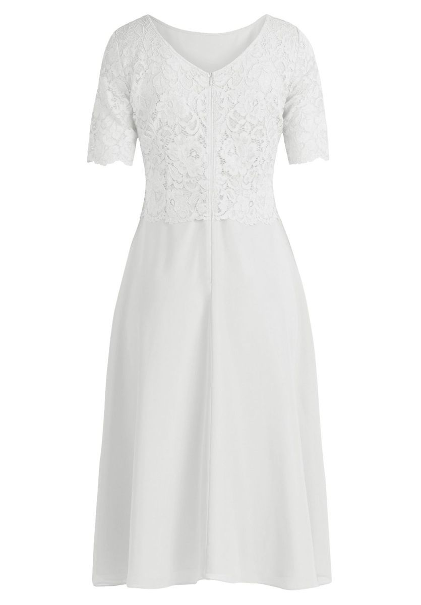 Ausgestelltes Midikleid mit Spitzenoberteil