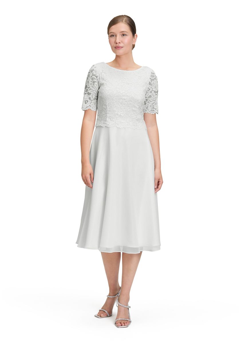 Ausgestelltes Midikleid mit Spitzenoberteil