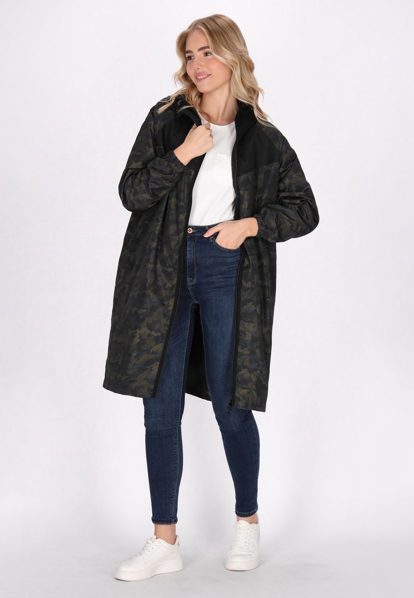 Langer Camouflage-Parka mit Kapuze