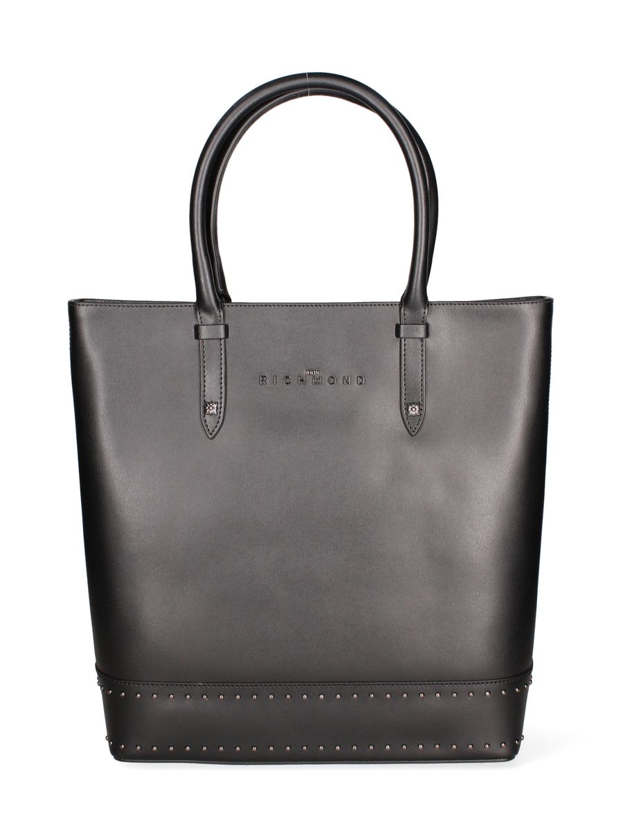 Leder-Shopper mit Nietendetails