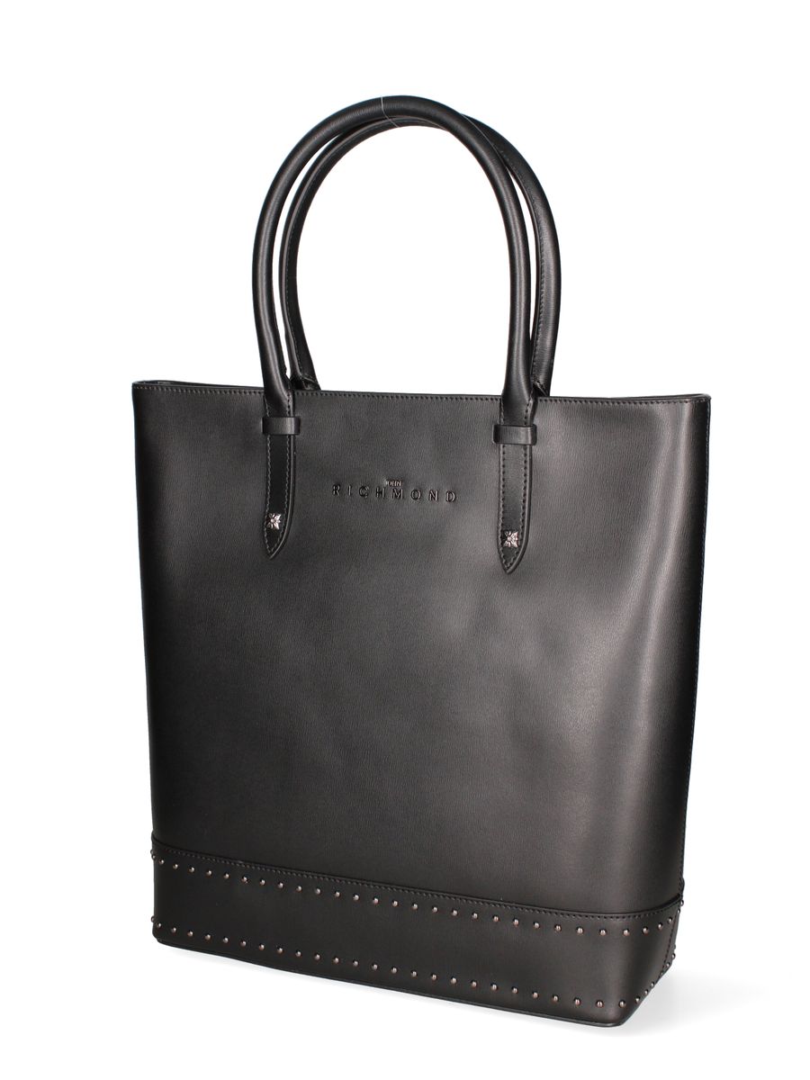 Leder-Shopper mit Nietendetails