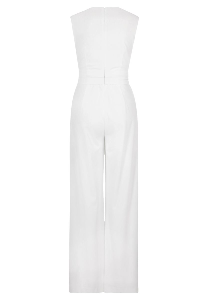 Ärmelloser Crepe-Jumpsuit mit weitem Bein