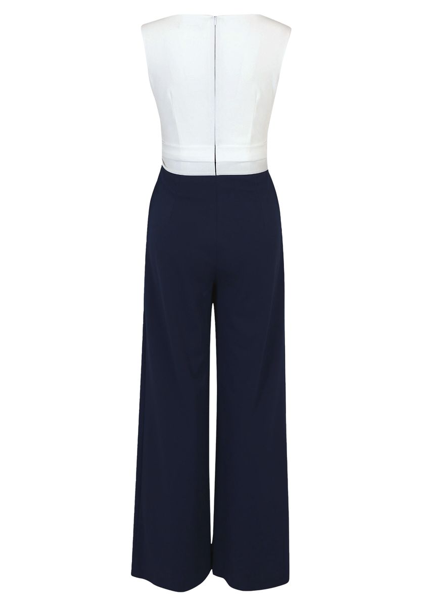 Eleganter zweifarbiger Jumpsuit mit weitem Bein