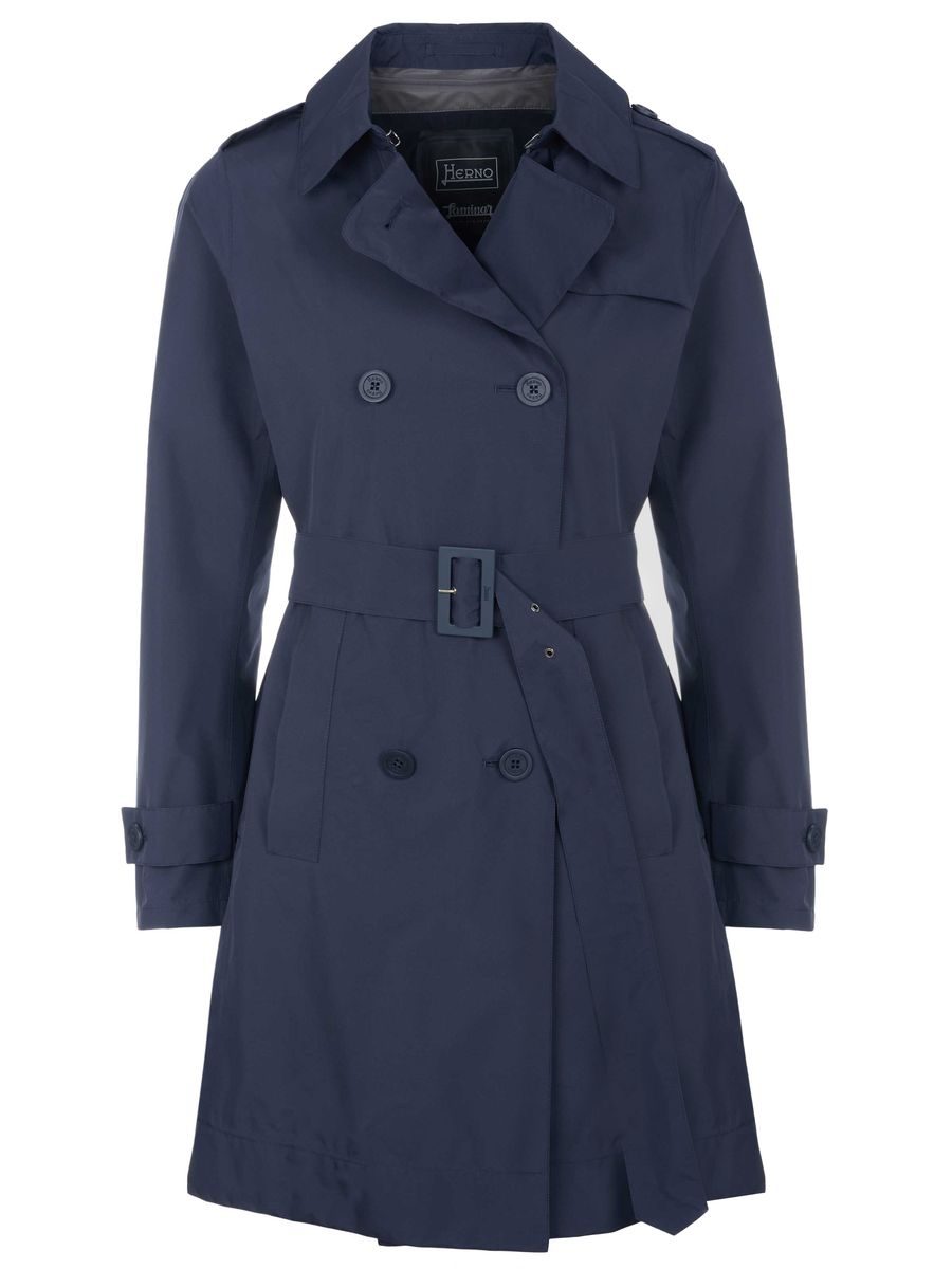 Funktionaler zweireihiger Trenchcoat mit Gürtel