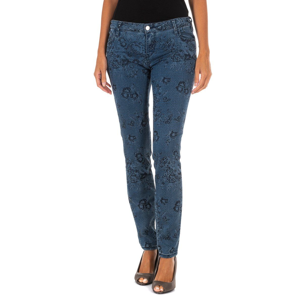Bedruckte Slim-Fit Stretch-Denim