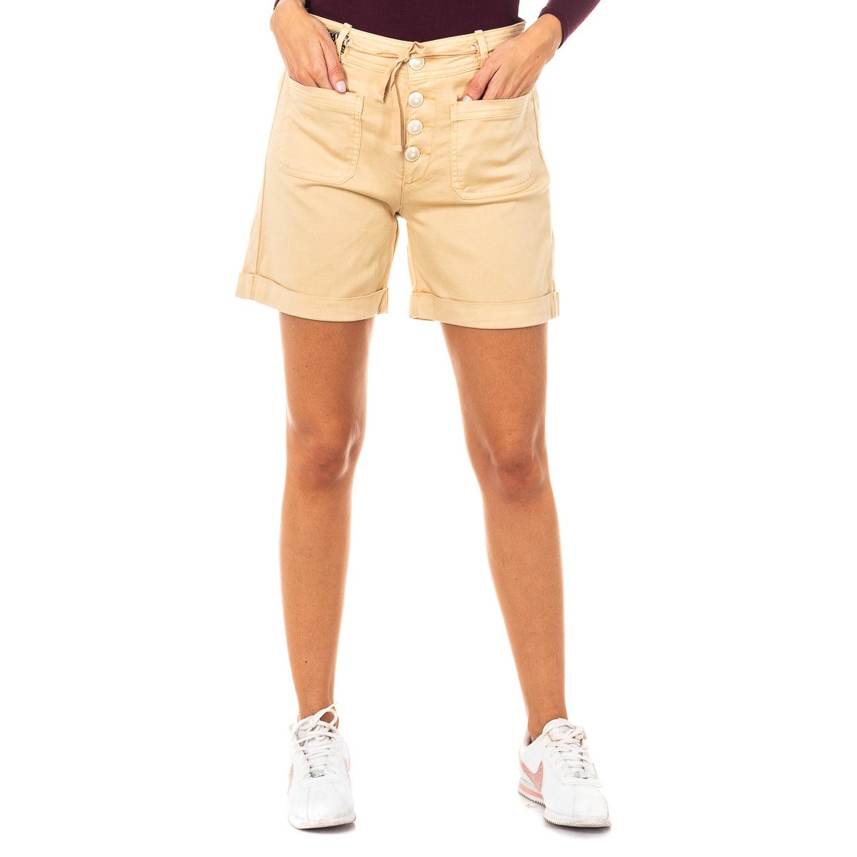 High-Waist Shorts mit Umschlag