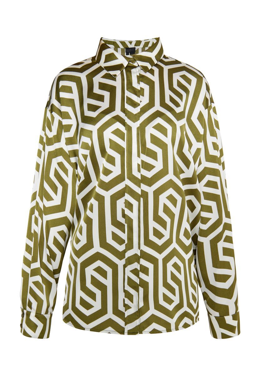 Satin-Hemdbluse mit geometrischem Print