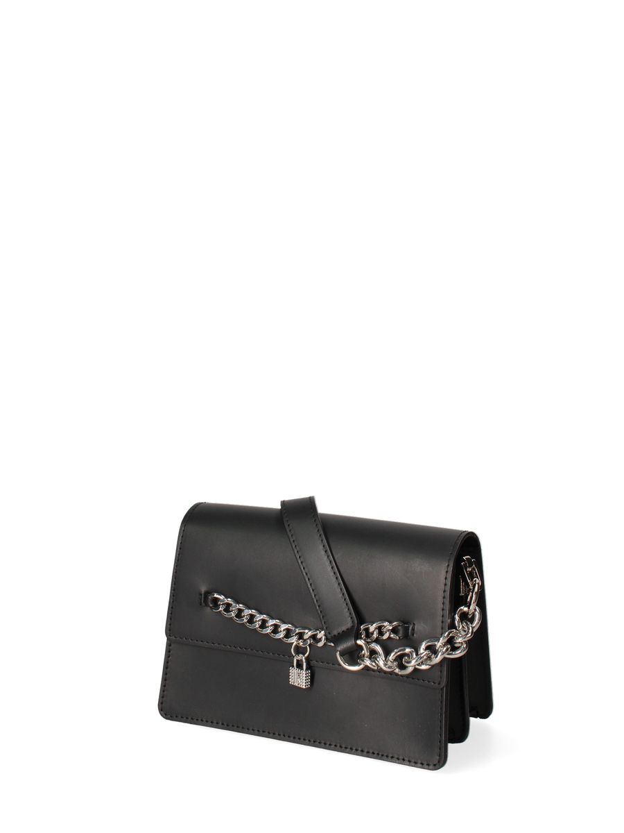 Schultertasche mit Kettendetail und Schloss