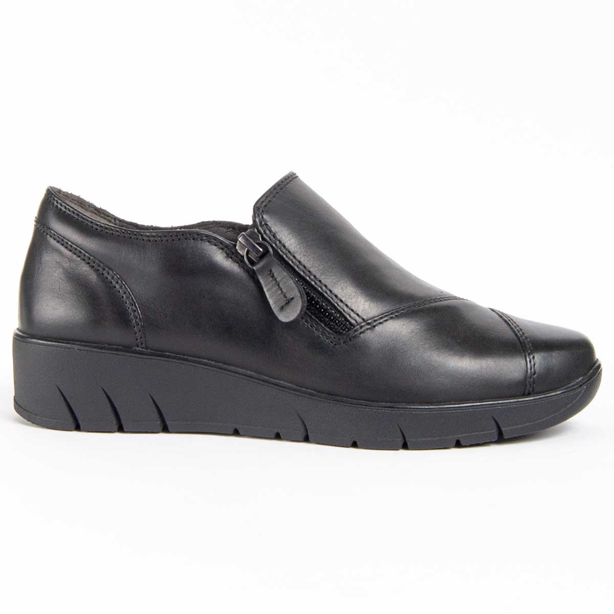 Leder-Slip-On-Mokassins mit Keilsohle