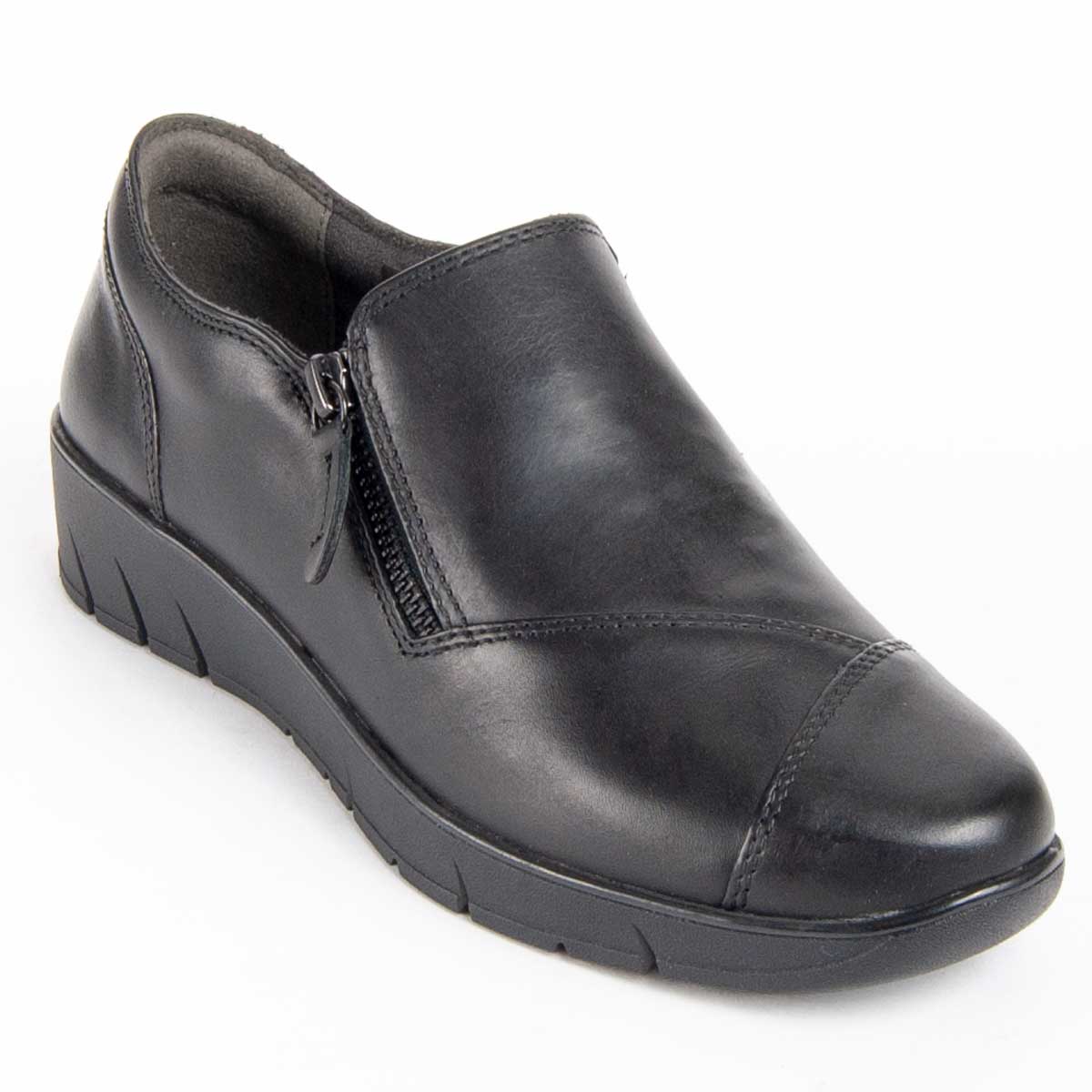 Leder-Slip-On-Mokassins mit Keilsohle