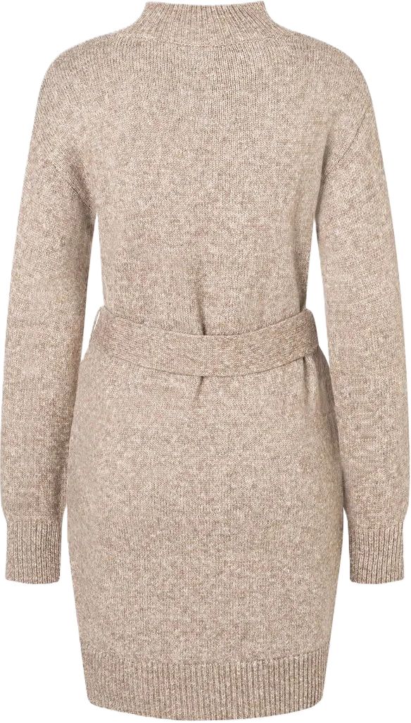 Strickkleid mit Stehkragen und Bindegürtel