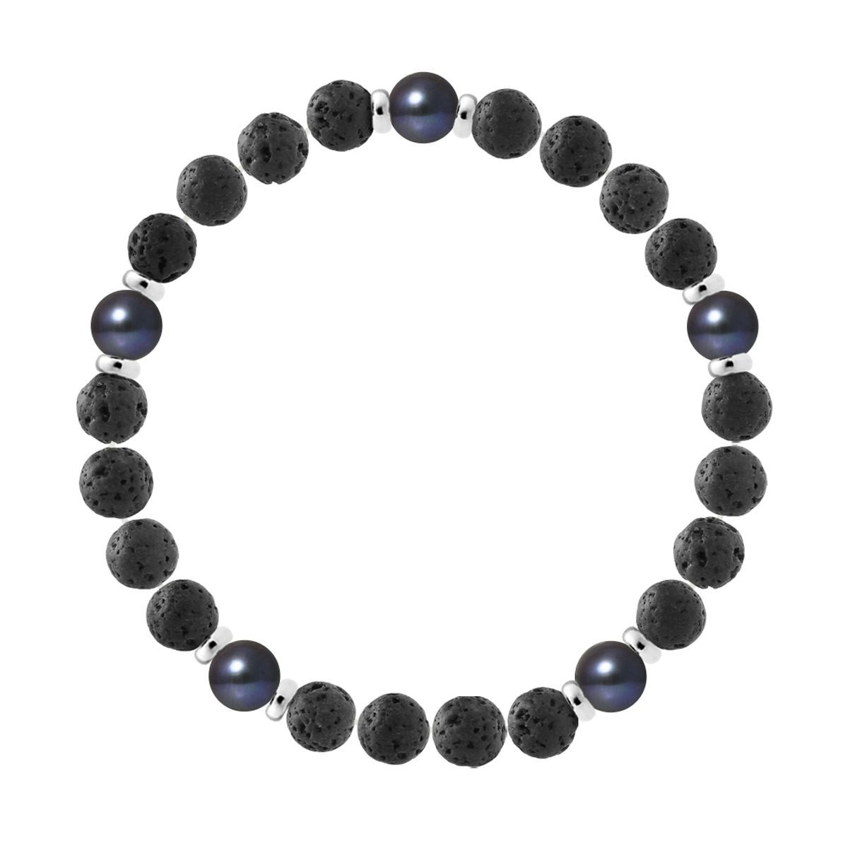 Armband mit Lavastein und schwarzen Perlen