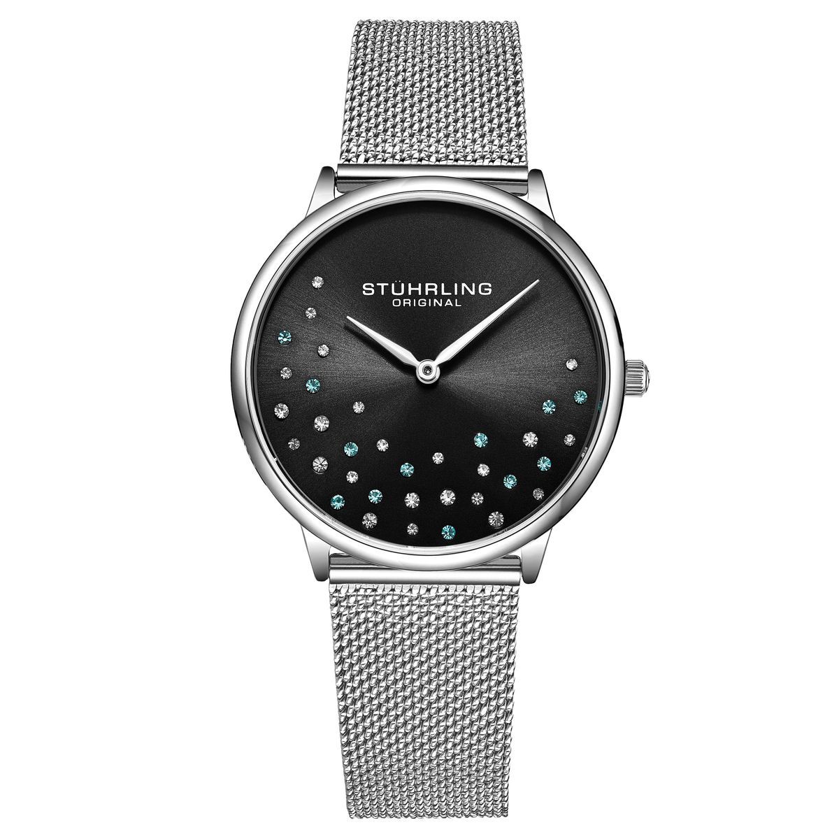 Elegante Mesh-Armbanduhr mit Kristalldetail