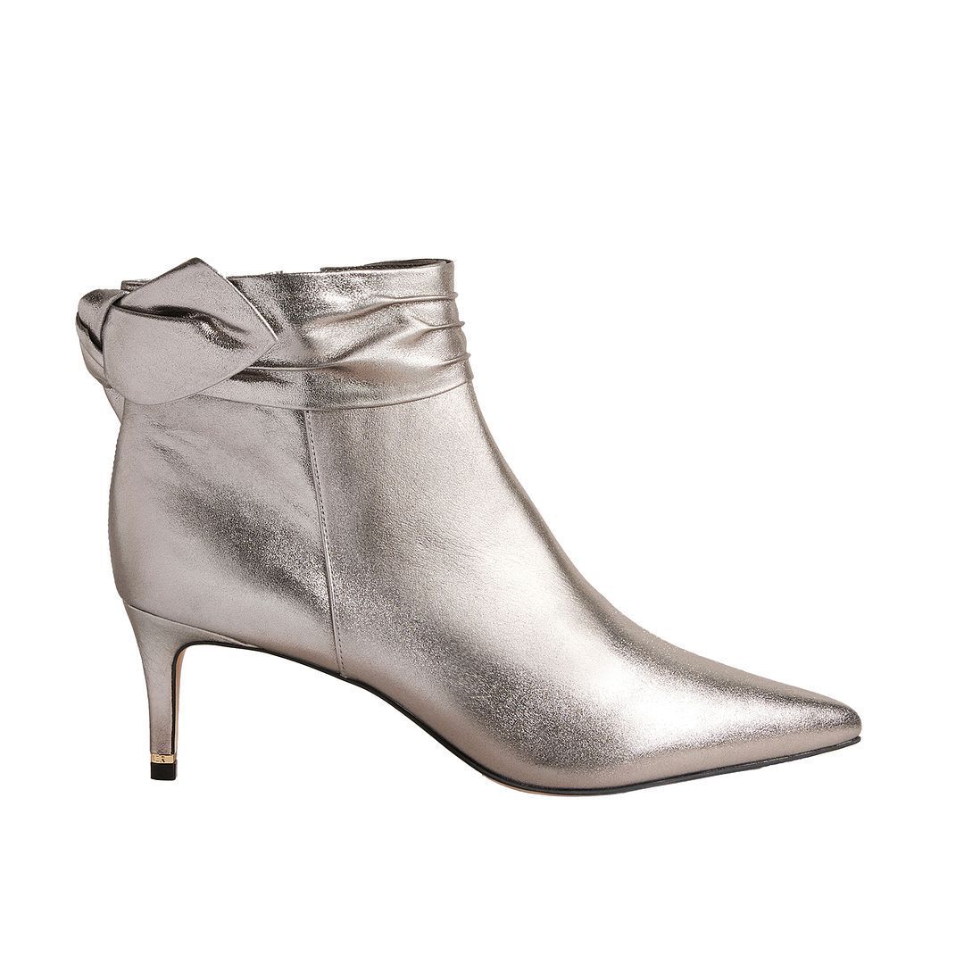 Elegante Metallic-Stiefeletten mit Schleife