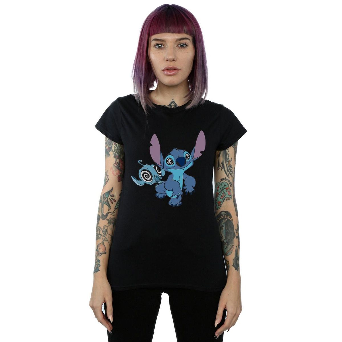 T-Shirt mit hypnotisiertem Stitch-Print