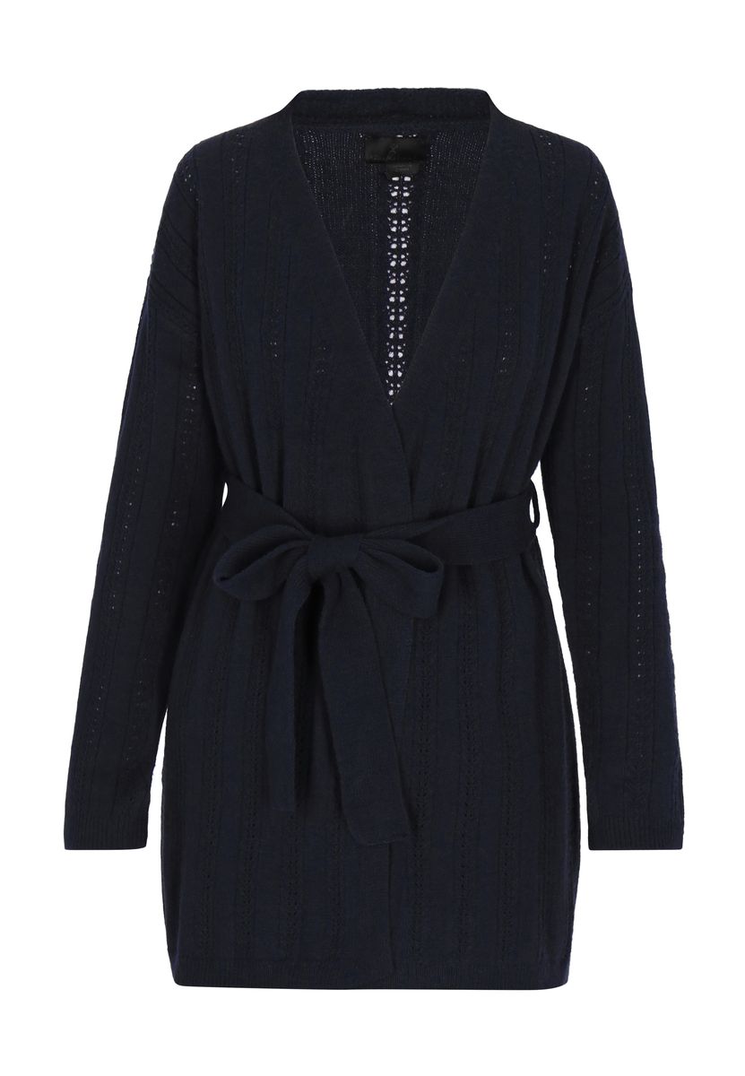 Strukturierter Long-Cardigan mit Gürtel