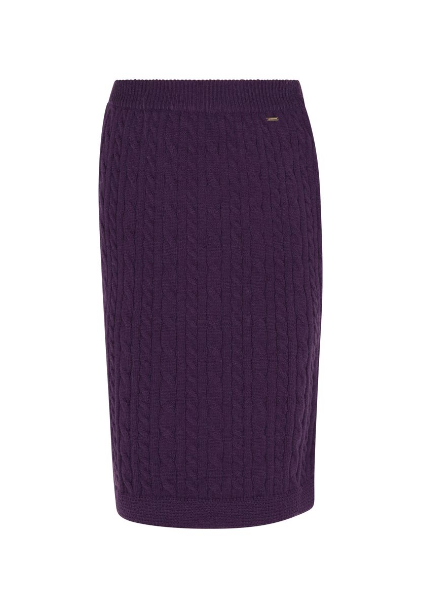 Eleganter Midi-Strickrock mit Zopfmuster