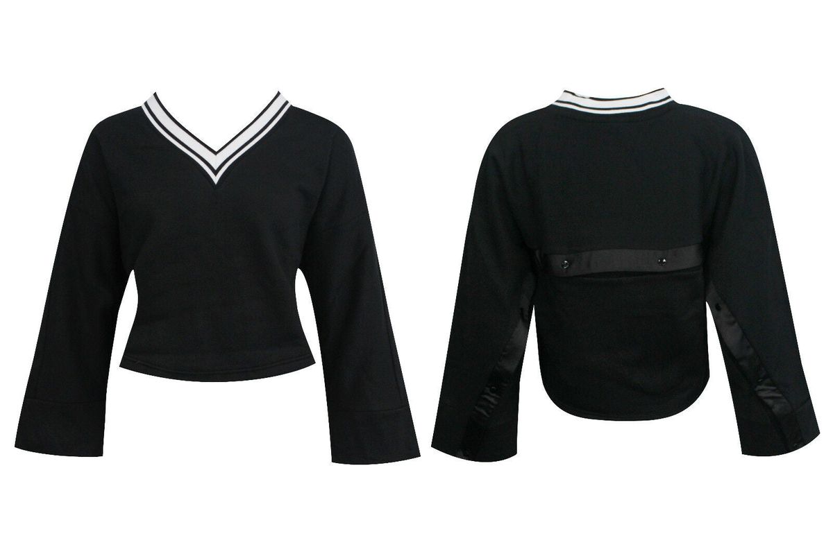 V-Ausschnitt Sweatshirt mit Kontraststreifen