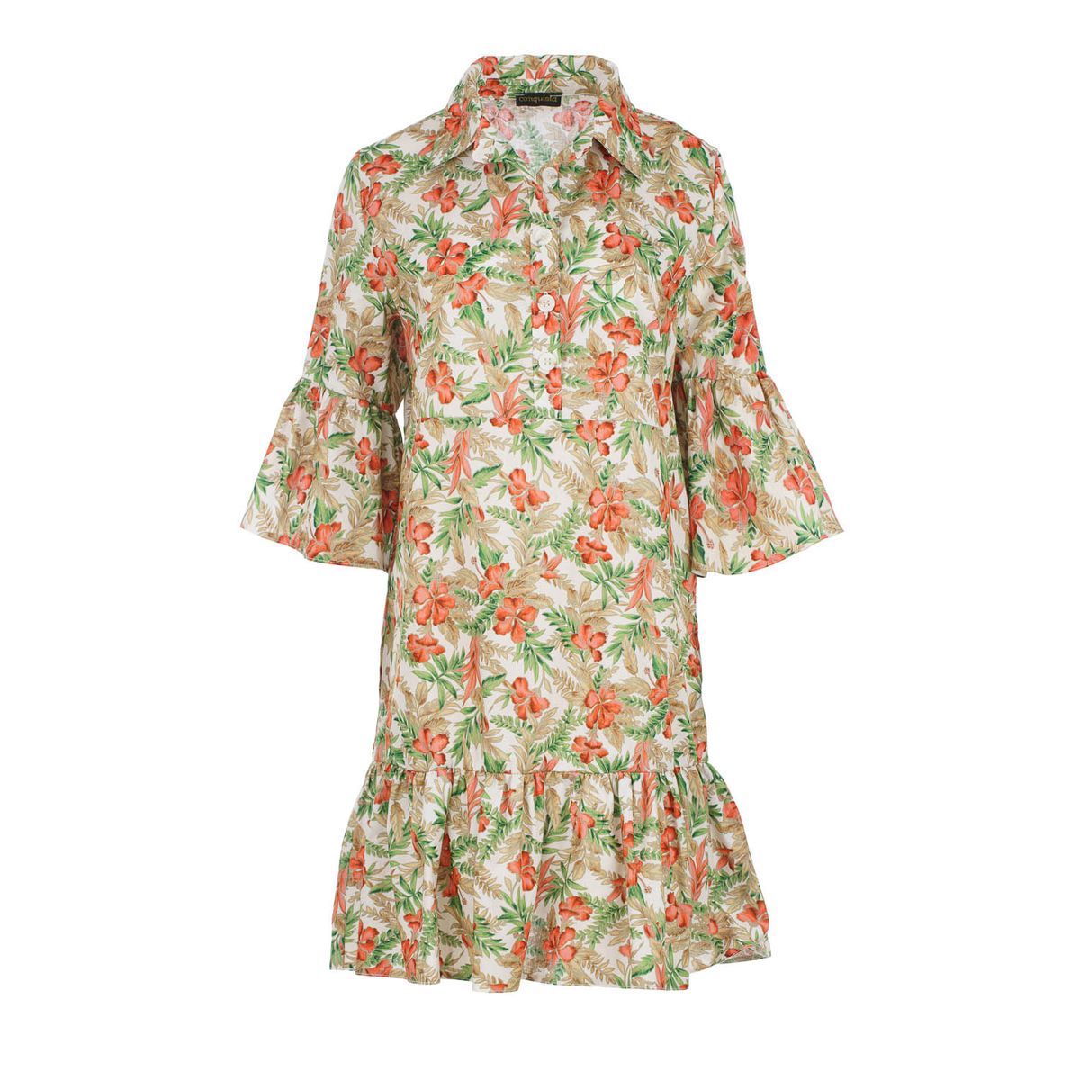 Baumwoll-Minikleid mit Tropen-Print