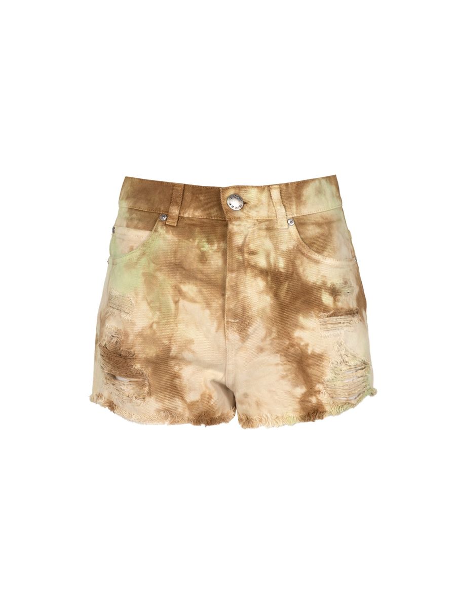 Distressed Denim-Shorts mit Tie-Dye