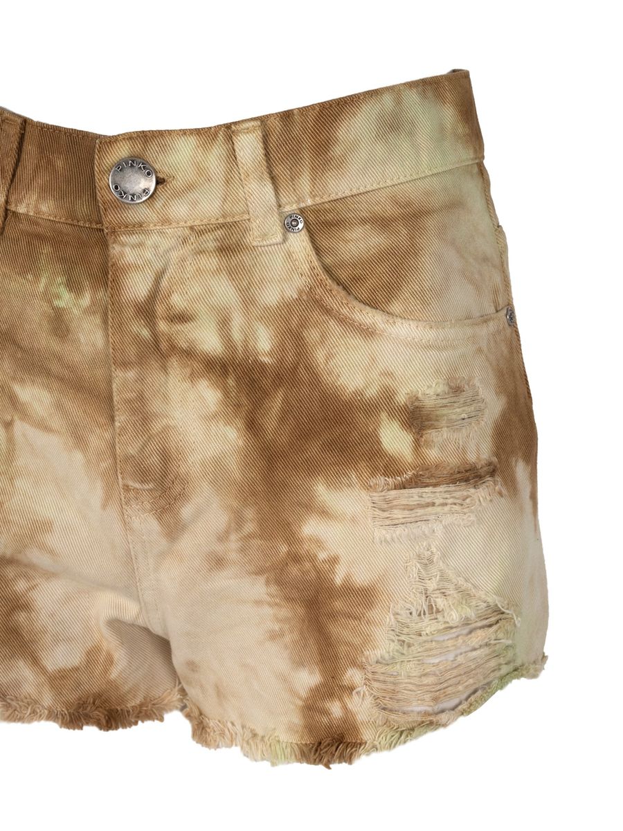 Distressed Denim-Shorts mit Tie-Dye