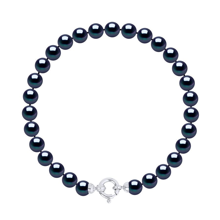 Elegantes schwarzes Süßwasserperlen-Armband