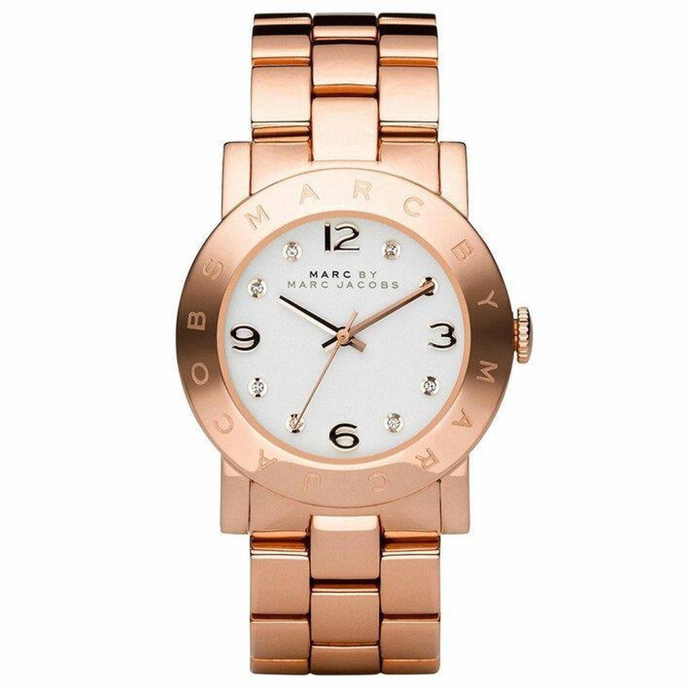 Kristallbesetzte Armbanduhr in Roségold