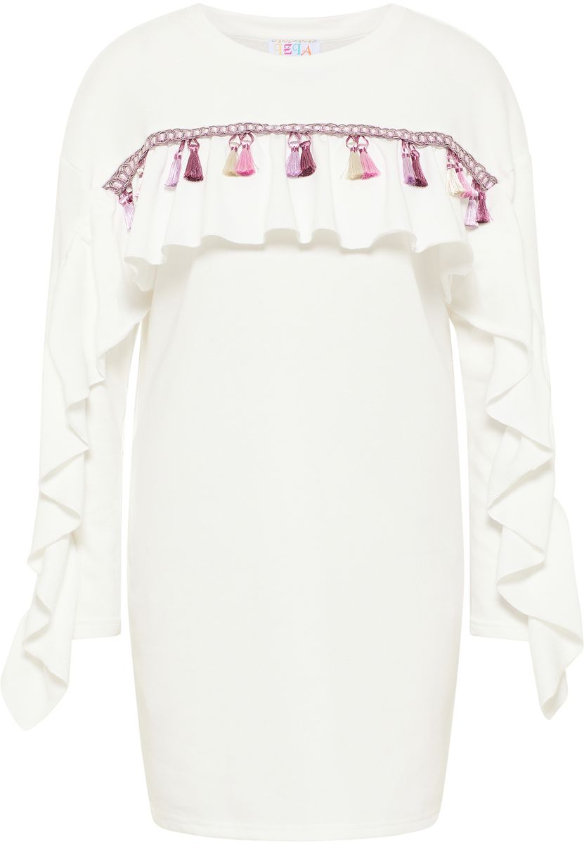 Sweatkleid mit Quasten und Volants