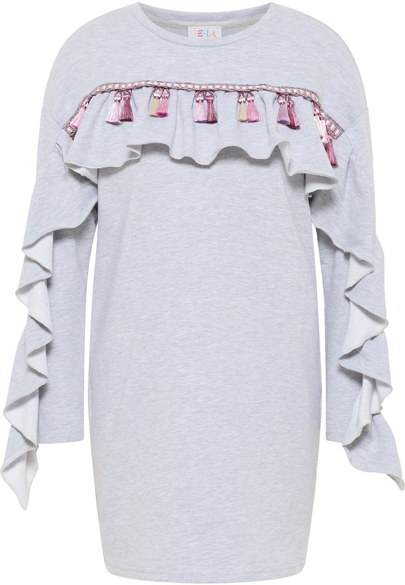 Sweatkleid mit Quasten und Volants