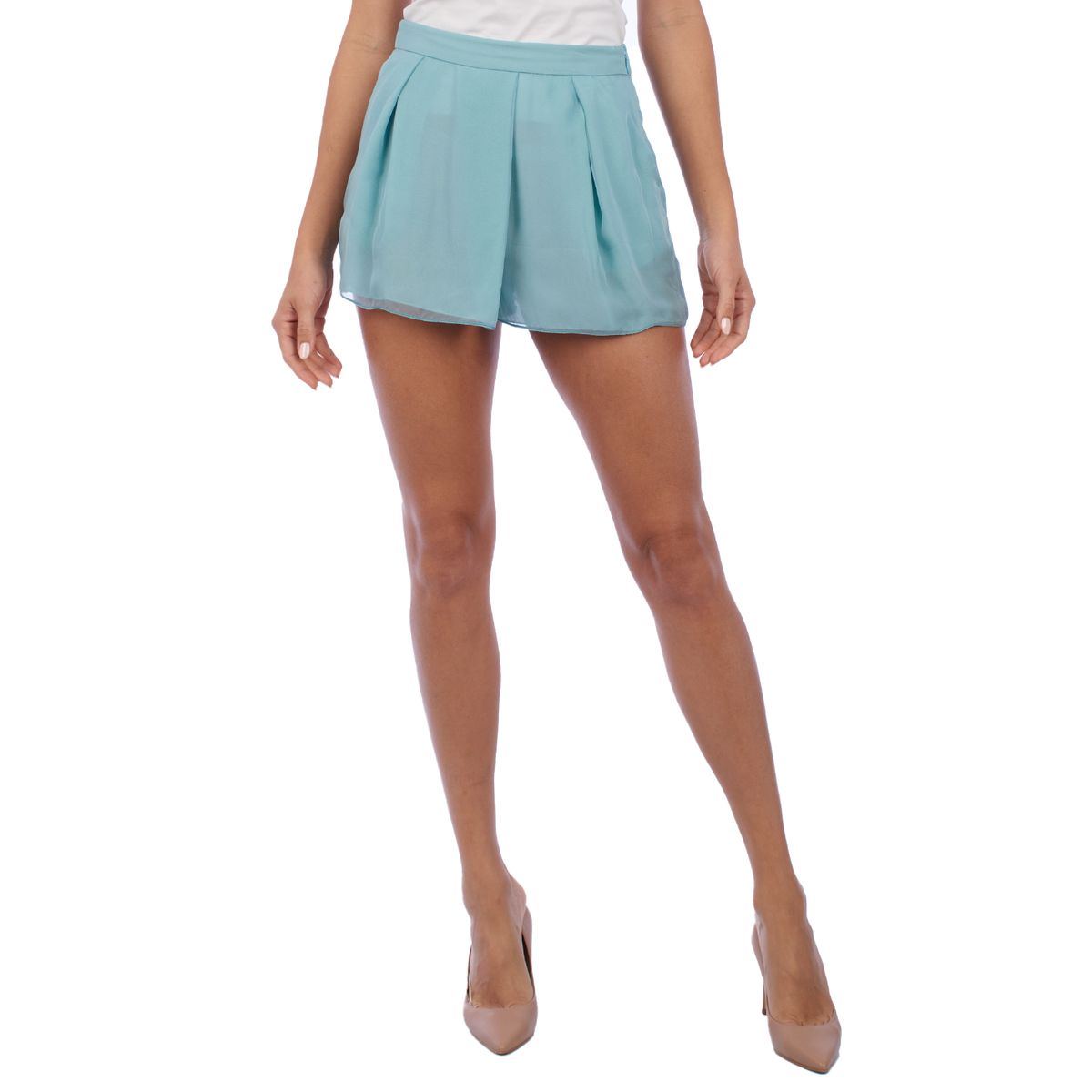 Fließende High-Waist-Faltenshorts