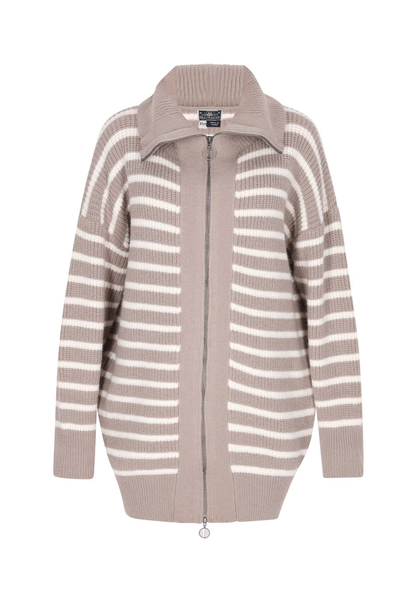 Gestreifter Long-Cardigan mit Reißverschluss