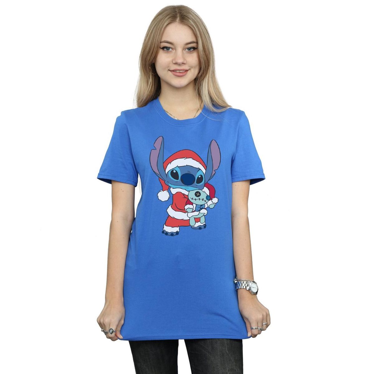 Festliches Stitch Grafik Boyfriend-T-Shirt